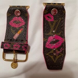 Upcycled LV Monogram with Neon Pink Sivella Watch band